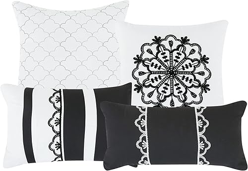 Miniatura 4 de Deborah - Juego de edredón de 7 piezas, hermoso diseño de motivos con estampado bordado