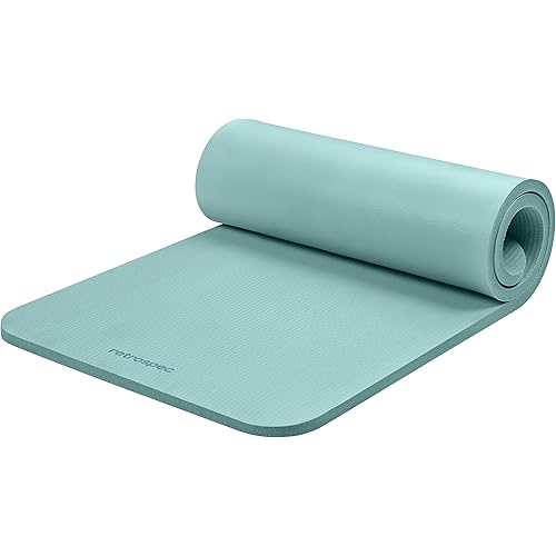 Retrospec Solana Yoga Mat 1" Thick w/Nylon Strap for Men & Women - Non Slip Exercise Mat for Home Yoga, Pilates, Stretching, Floor & Fitness Workouts