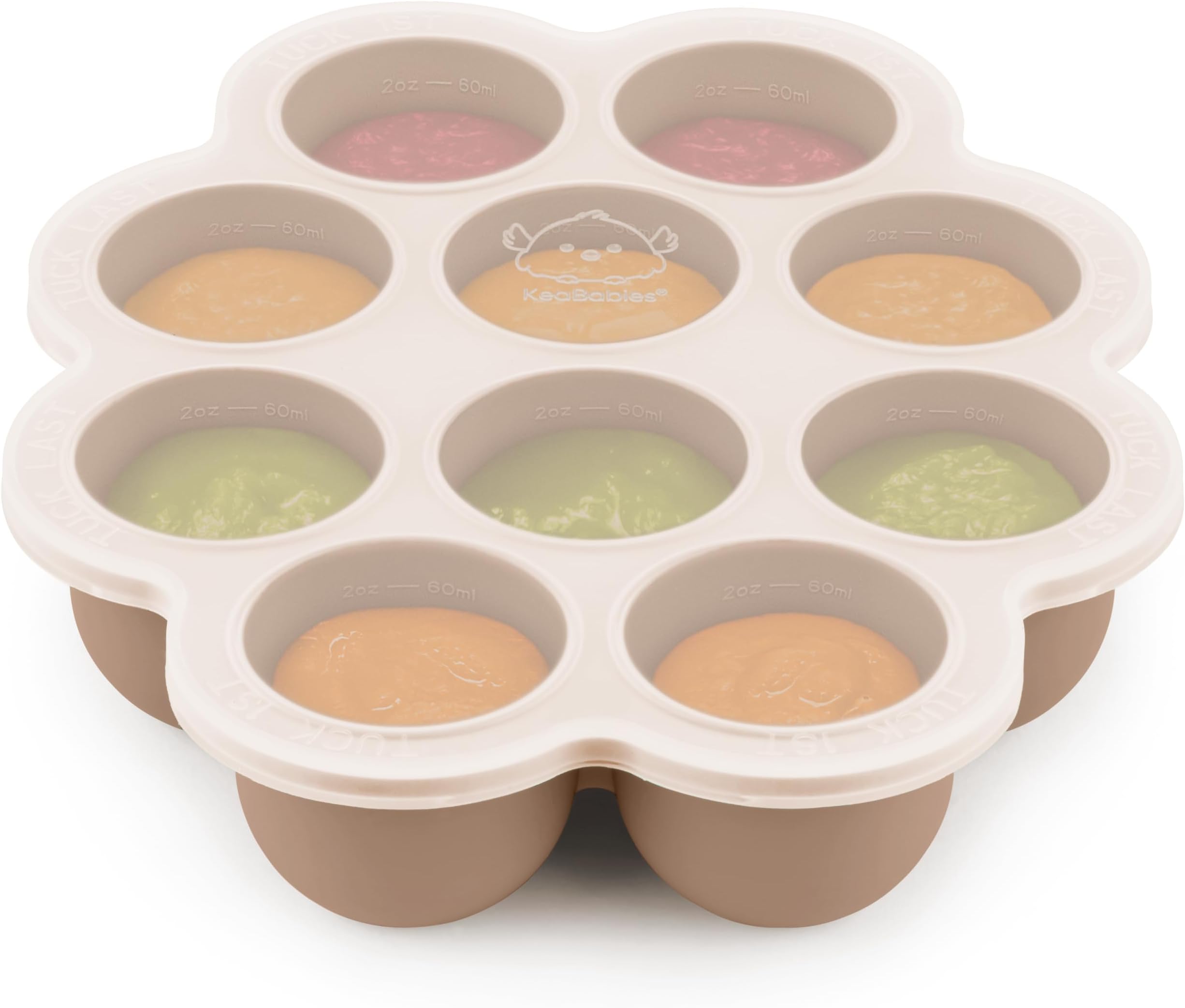 Silicone Food Freezer Trays with Lid, 2oz x 10 Pods Baby Food Storage Containers, Easy Puree Meal Prep, Breast Milk Silicone Freezer Molds, Dishwasher, Microwave Safe, BPA-Free (Chai Latte)