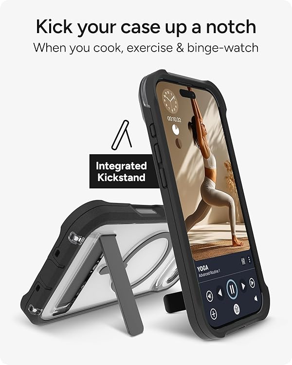 ZAGG Rainier Case with Kickstand for iPhone Air - Black, Graphene 22ft (7m) Drop Protection, Lanyard Attach Points, MagSafe, Wireless Charging Compatible, 2-Piece Design, Phone Case by ZAGG - Image 5