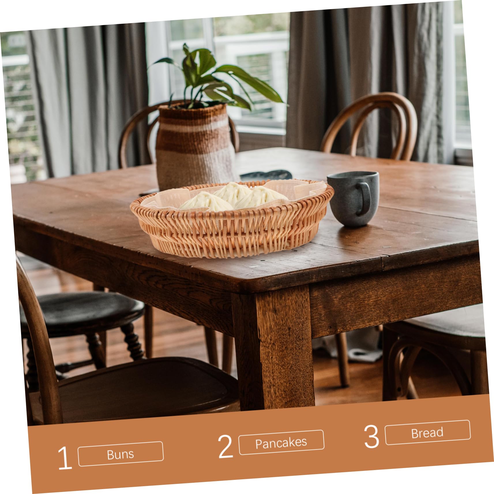 Cesto Intrecciato Rattan Per Pane e Frutta Contenitore Versatile Per Cucina e Ristorante Design Rustico Per Organizzazione e Stoccaggio Di Alimenti e Piccole Cose Medie