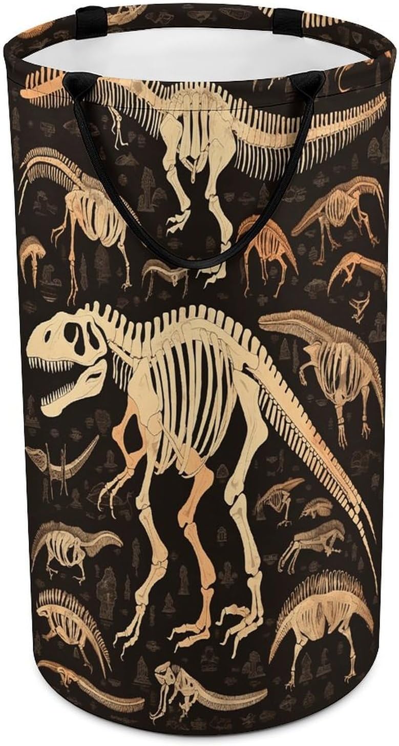 Dinosaur Skeleton Print Laundry Hamper Large Collapsible Laundry Basket with Handles Waterproof Clothes Hamper Portable Dirty Clothes Basket for Bedroom Laundry Room Closet Bathroom