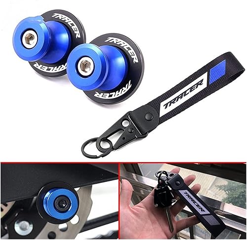 Miniatura 2 de Carretes de basculante CNC de 0.236 in con tornillos deslizantes y llavero de insignia de bordado para Yamaha Tracer900 700 GT Tracer 97 GT MT09