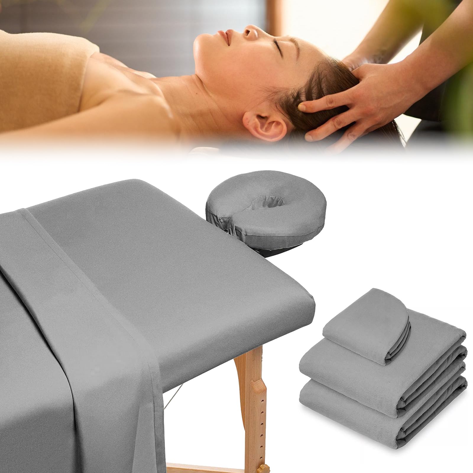 Set di lenzuola massaggio, set di 3 lenzuola morbide traspiranti, riutilizzabili, adatti per la maggior parte delle barelle massaggio bianche grigie