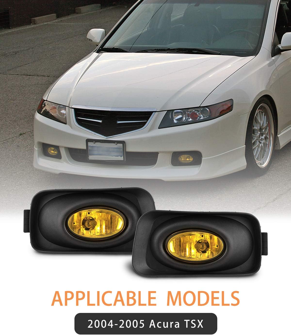 AUTOWIKI Fog Lights for 2004-2005 Acura TSX OEM Replacement Fog Lamps With Yellow Lens 2PCS