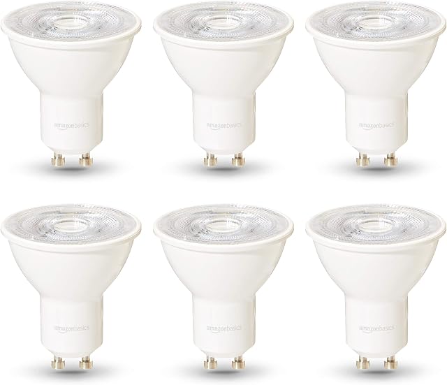 Amazon Basics Professional LED GU10 Spotlight Bulb, 50W equivalent, Warm White, Dimmable - Pack of 6