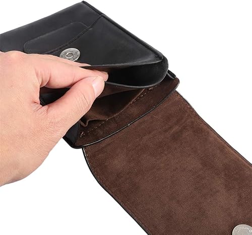 Miniatura 4 de Riñonera de cuero para teléfono celular para hombre, clip para cinturón de teléfono celular, bolsa vertical pequeña para teléfono inteligente con