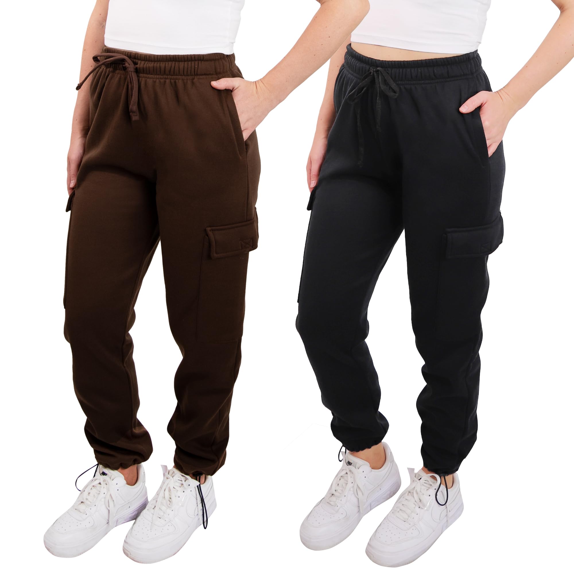 SPXTREME [2 Pack] Cargo Jogger Pants for Women Casual Lounge Sweatpants Ultimate Comfort and Super Soft Feel
