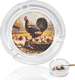 Chickens Hens Rooster Cock Cigarettes Glass Ashtrays Table Top Cigar Ash Tray for Indoor Outdoor Decoration Craft