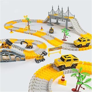 Snaptron 180 Pieces Construction Car Track Set Toys with Battery Operated Car, Create Your Own Engineering Race Track Toys for Kids, Train Track Set for Kids, Toys for 3+ Year Old Boys & Girls