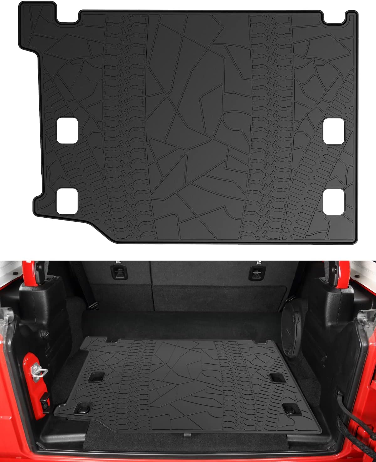 JOYTUTUS Cargo Mat fits Wrangler JL 4XE, All-Weather Protection Trunk Mat Cargo Liners Heavy Duty Waterproof Odorless Durable fits 2021 2022 2023 2024 2025 2026 Wrangler JL 4XE (Not Fits 4X4) - Black
