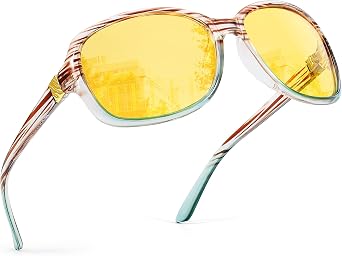 SIPHEW Night Driving Glasses for Women, Polarized Anti-Glare Yellow Lens Reduces Headlight Glare & Eye Strain for Nighttime