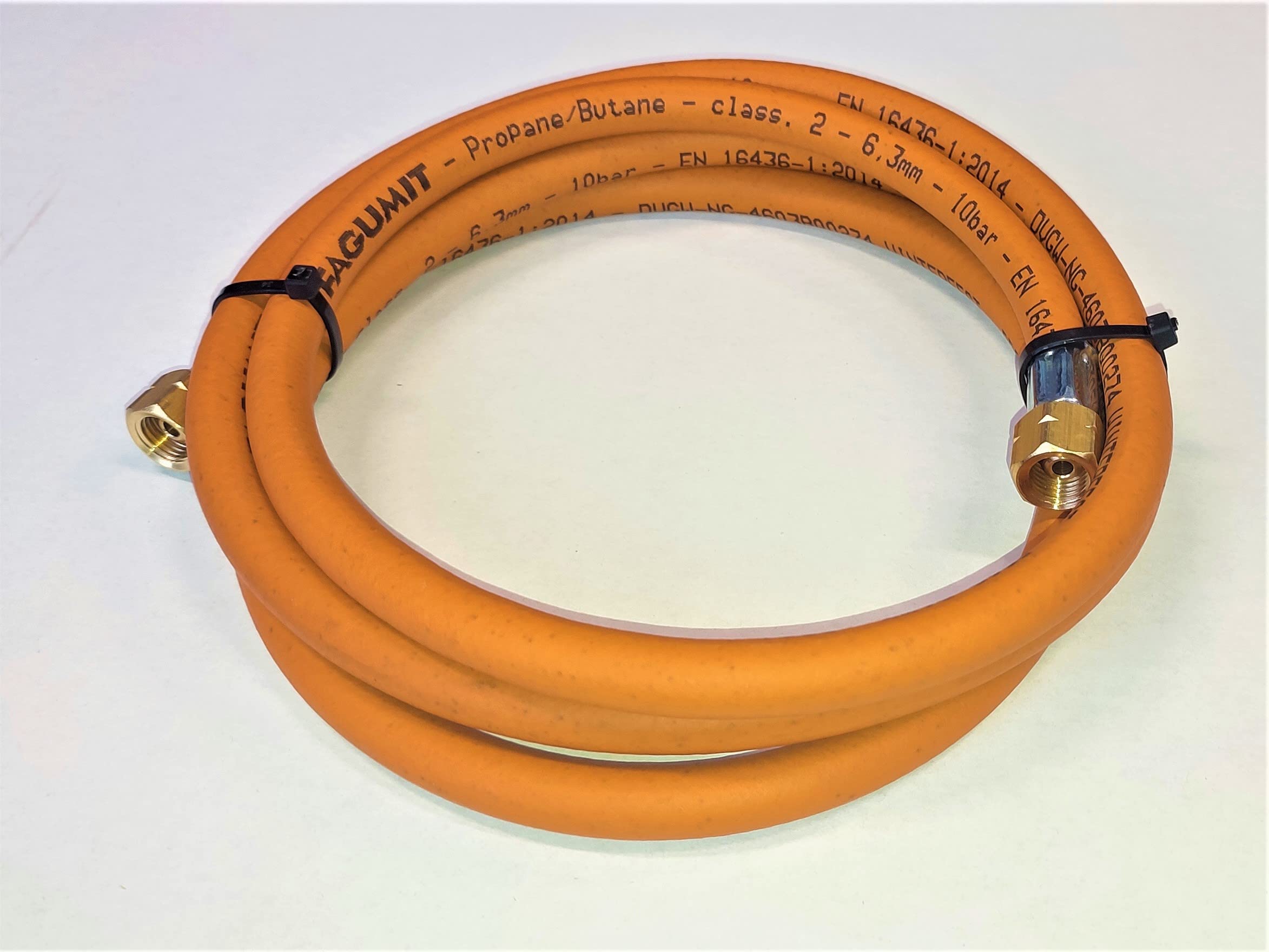 Propan Butan Gasschlauch 1500cm (15m) | 10 bar | Ø6.3mm | 1/4" - 1/4" Zoll LKS Anschluß mit Schnellkupplung | bis -30°C | Propangasschlauch | Gas Hose für Gasgrillgeräte