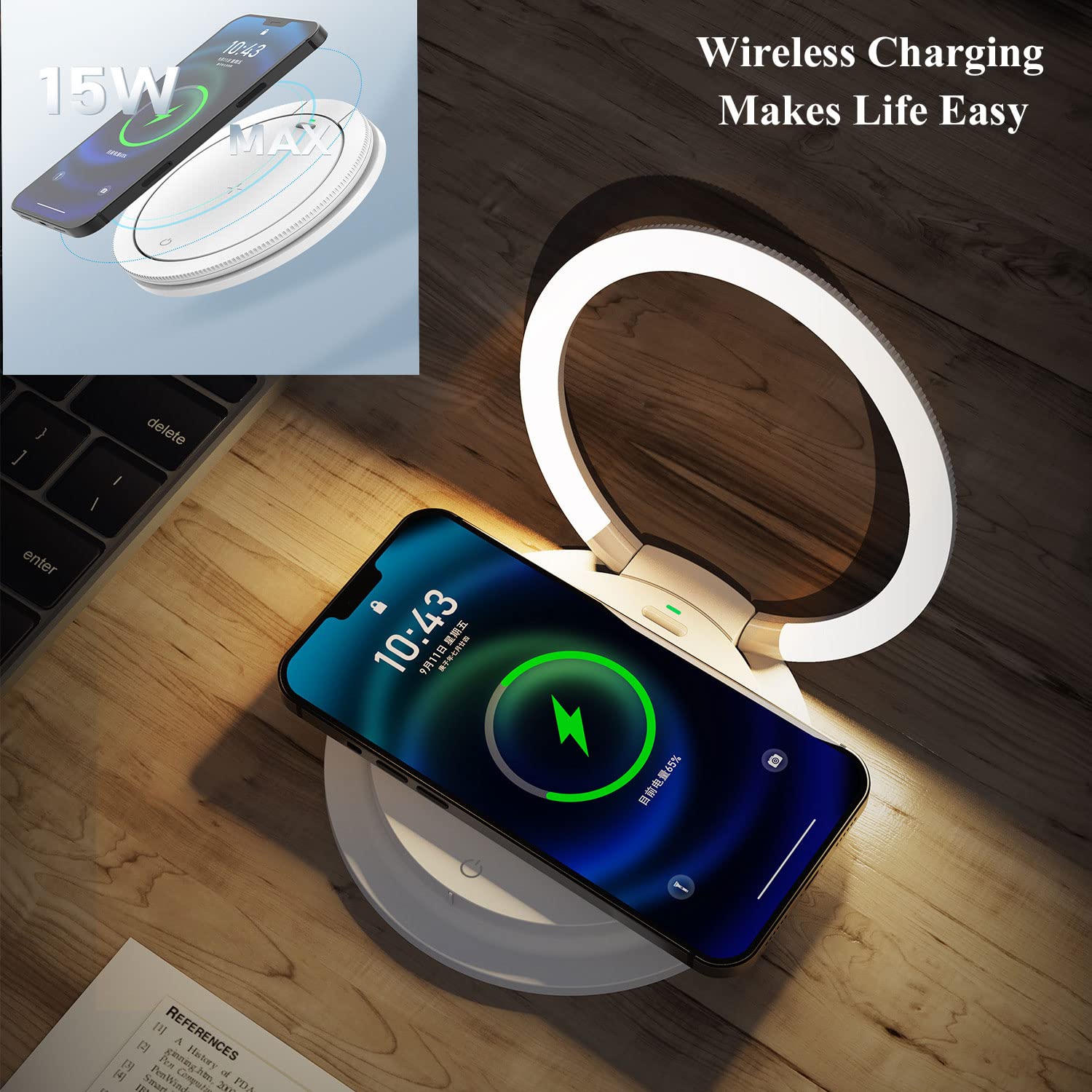 Luce notturna per bambini, Luce notturna ricaricabile senza fili Regalo di compleanno per ragazze ragazzi, Luce notturna in plastica Supporto per telefono portatile per bambini camera da letto