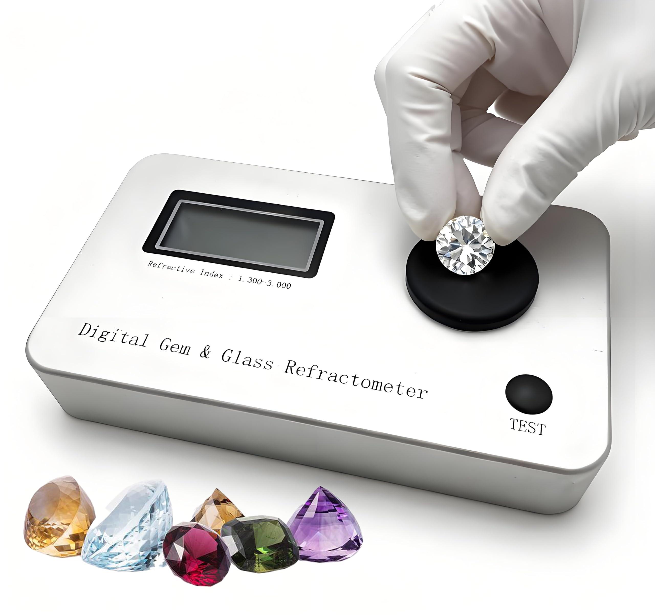 GSHSHOU Digital Gemstone Refractometer, Jewelry Tester Identification Tool, Refractive Index 1.300-3.000, with LCD Screens, for Jewelry, Diamonds, Jade