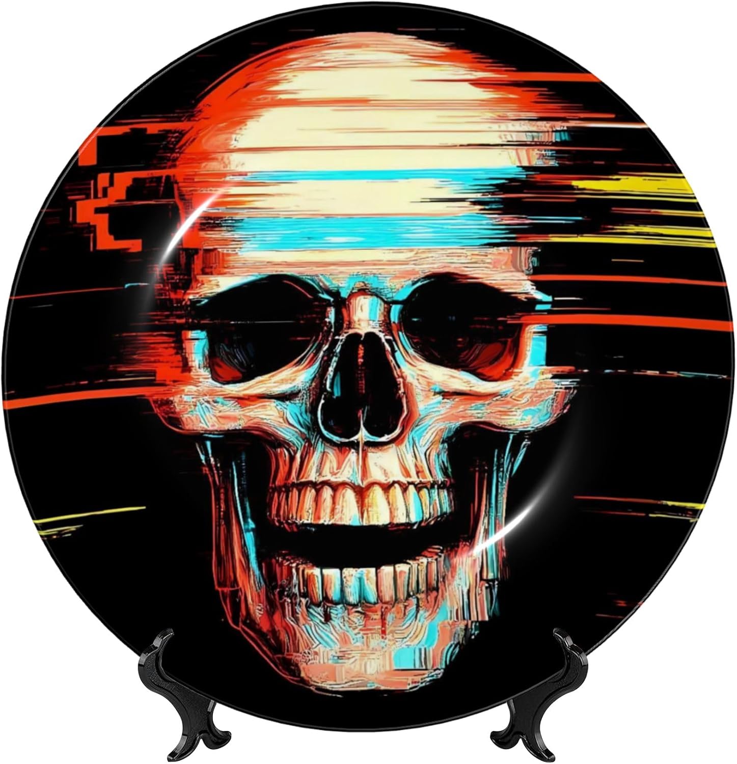 Decorative Plate Ceramic Plate for Wall Hanging 10in Accent Plate for Office Living Room Hallway Table Decor - Screaming Skull