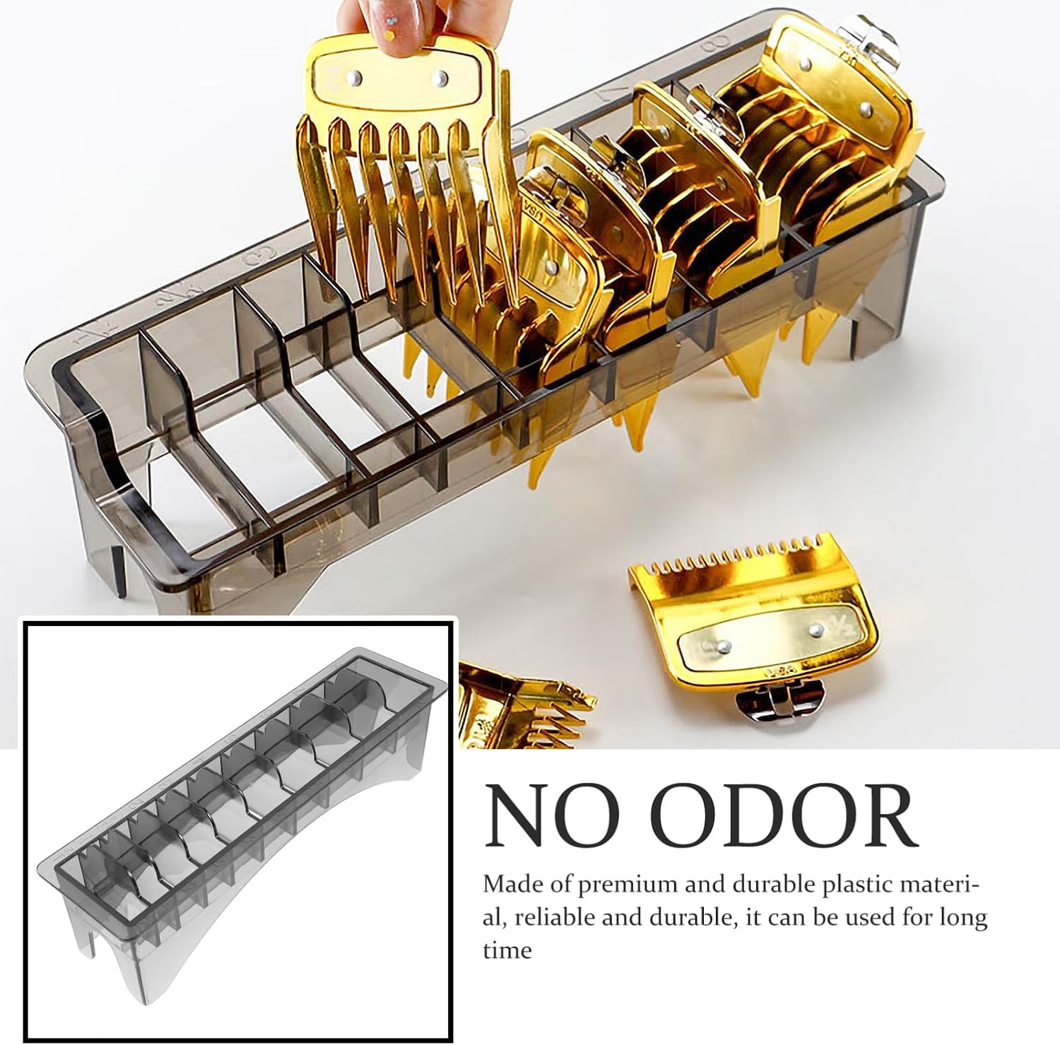Hair Clipper Comb Base Box Durable Plastic Guide Comb Storage Organizer for Barbershop Salon and Home Use Transparent Design Slots