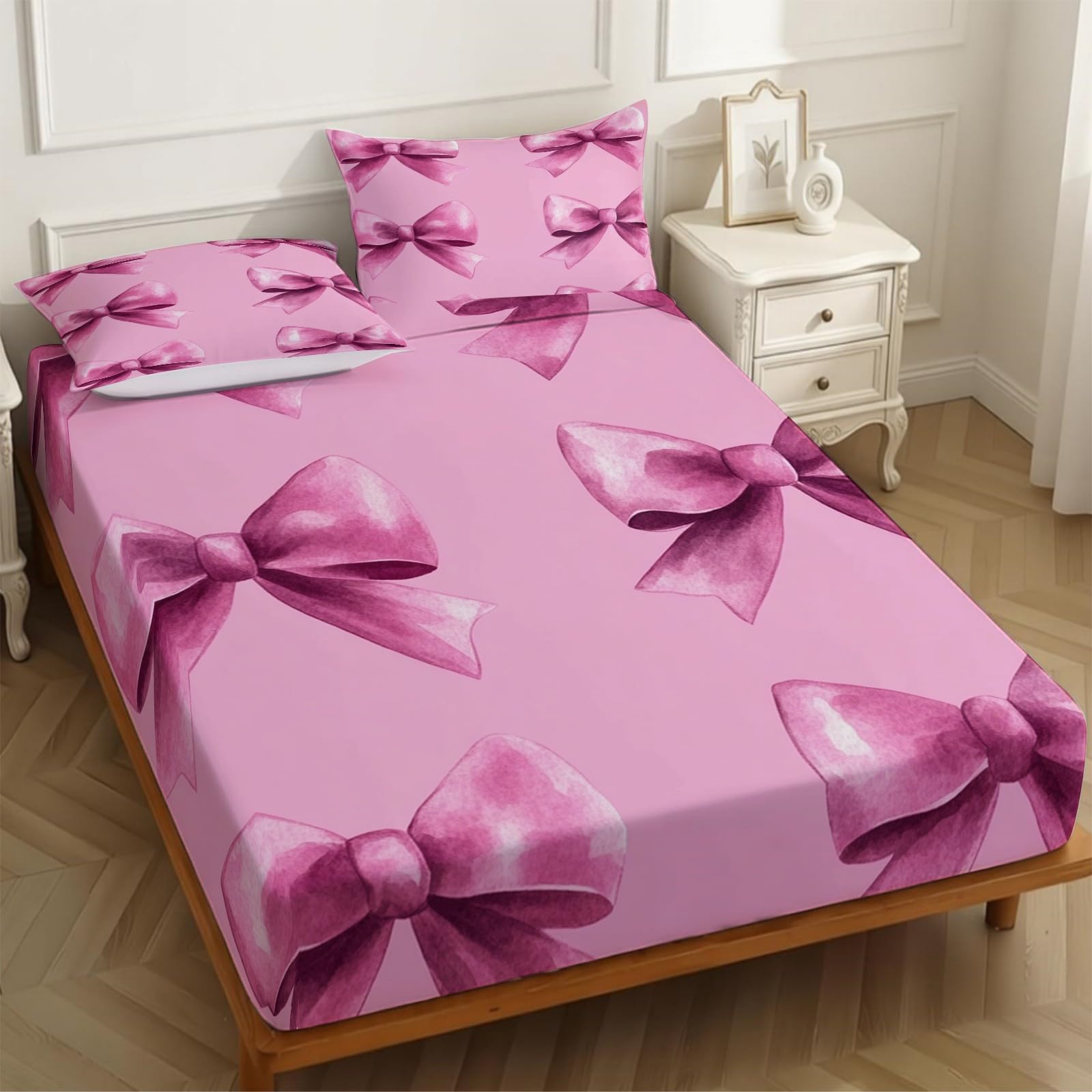 Lenzuolo con Angoli 180 x 200 cm Microfibra Fiocco viola Lenzuolo Sotto Elasticizzato Profondo 25 cm Stile acquerello per Singolo e Matrimoniale