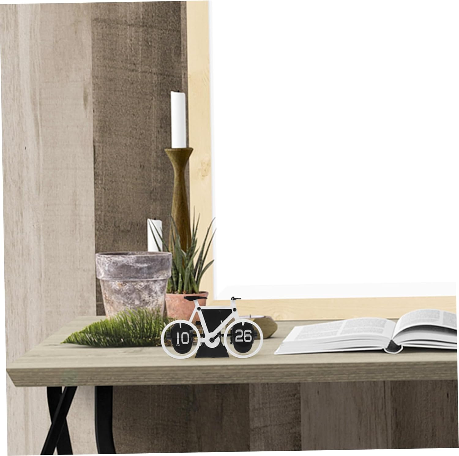 Amosfun 1pc Style Bike Clock Ingenious Design Clock Flip Down Number Style Classical Mechanical Desk
