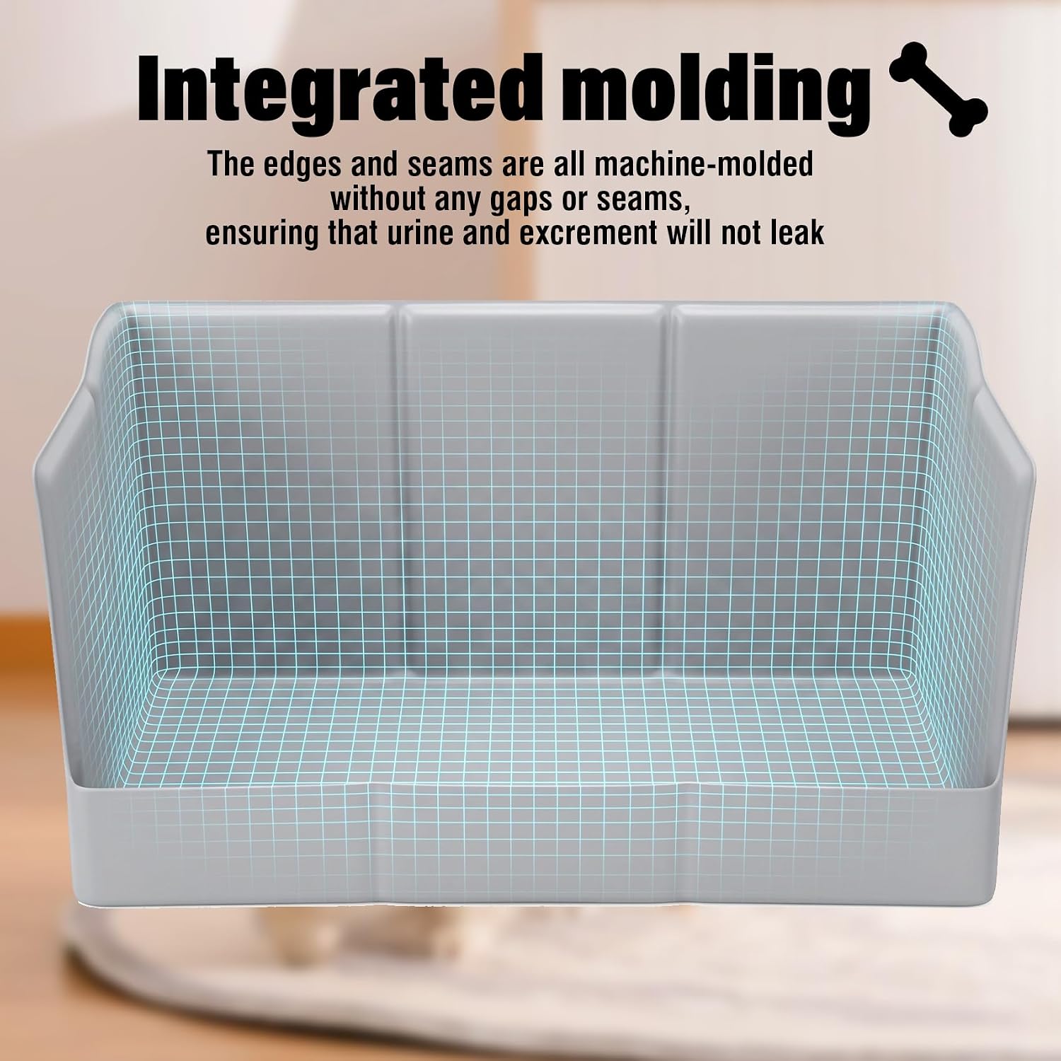 Dog Litter Box Indoor, Pee Pad Holder Foldable with High Walls, Dogs Indoor Potty for Puppy & Medium Dogs, Dog Pee Station, Seamless, No Assembly, Waterproof, Easy to Clean, Portable for Travel