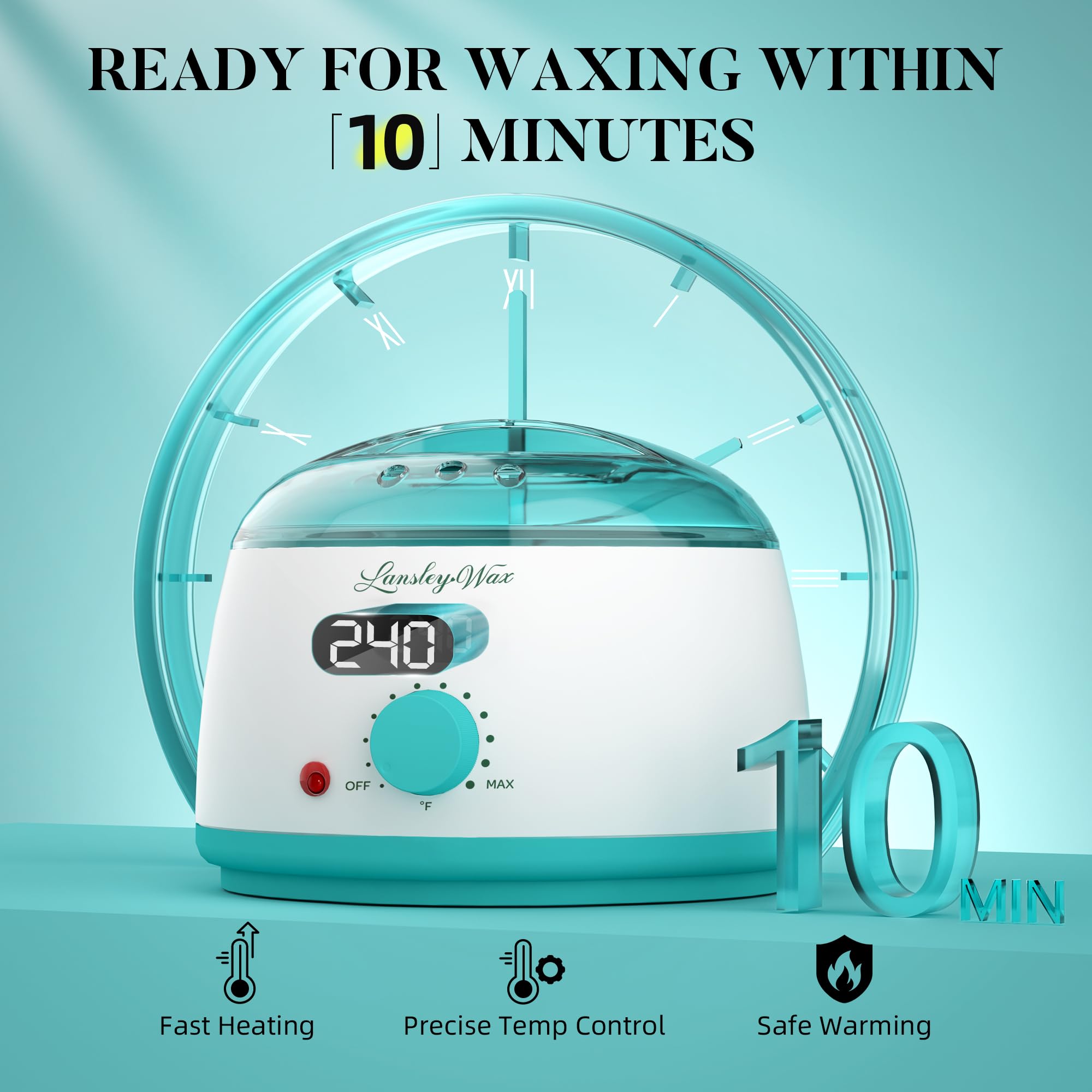 LANSLEYWAX Digital Waxing Kit for Women Men, Wax Warmer for Hair Removal with Silicone Pot, Hard Wax Kit, Waxing Machine for Sensitive Skin Brazilian Bikini Leg Eyebrow Full Body Home Use