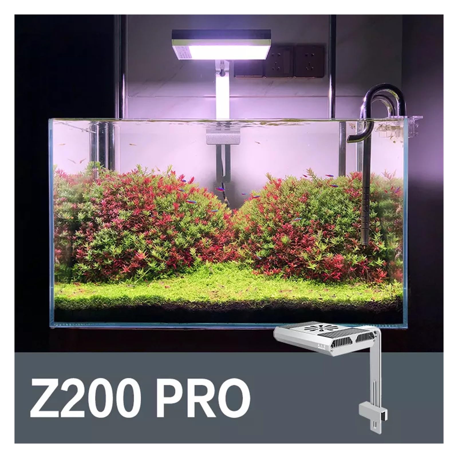 Aquariumlicht, Z200 Serie 70W Aquarium LED Riff Licht Dimmen Timing RGB Vollspektrum LED Halterung Wasser Gras Lampe(RGB and shade)