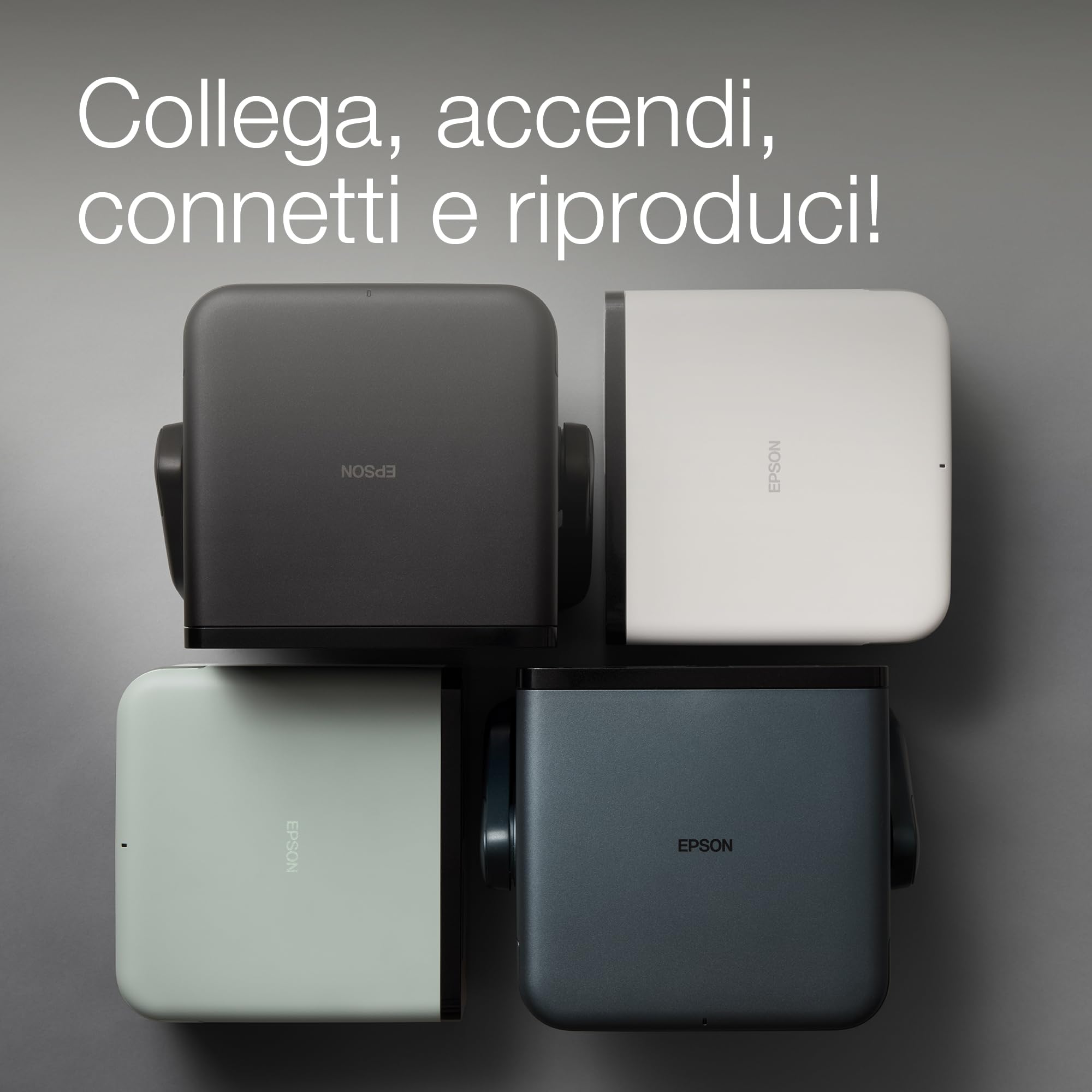 Epson EF-22B | Mini videoproiettore laser portatile Full HD | Google TV | Altoparlante Bluetooth da 5W | Tecnologia 3LCD | 1.000 lumen | Display 150 pollici | Uso interno/esterno | Nero metallizzato