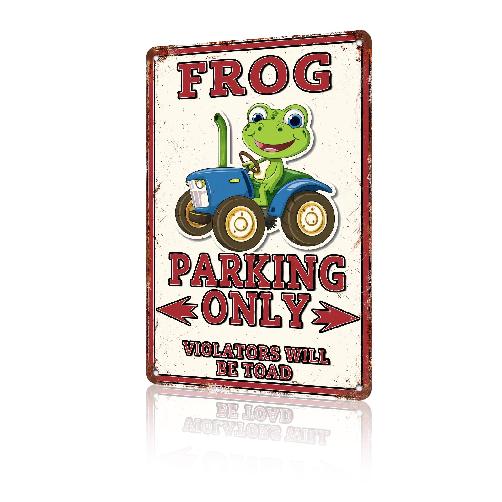Anceky Frog Parking Only Violators Will Be Toad Metal Sign Vintage Tin Sign Retro Wall Decor for Home Backyard Cafe Bar Plub Bedroom 12×16 Inch