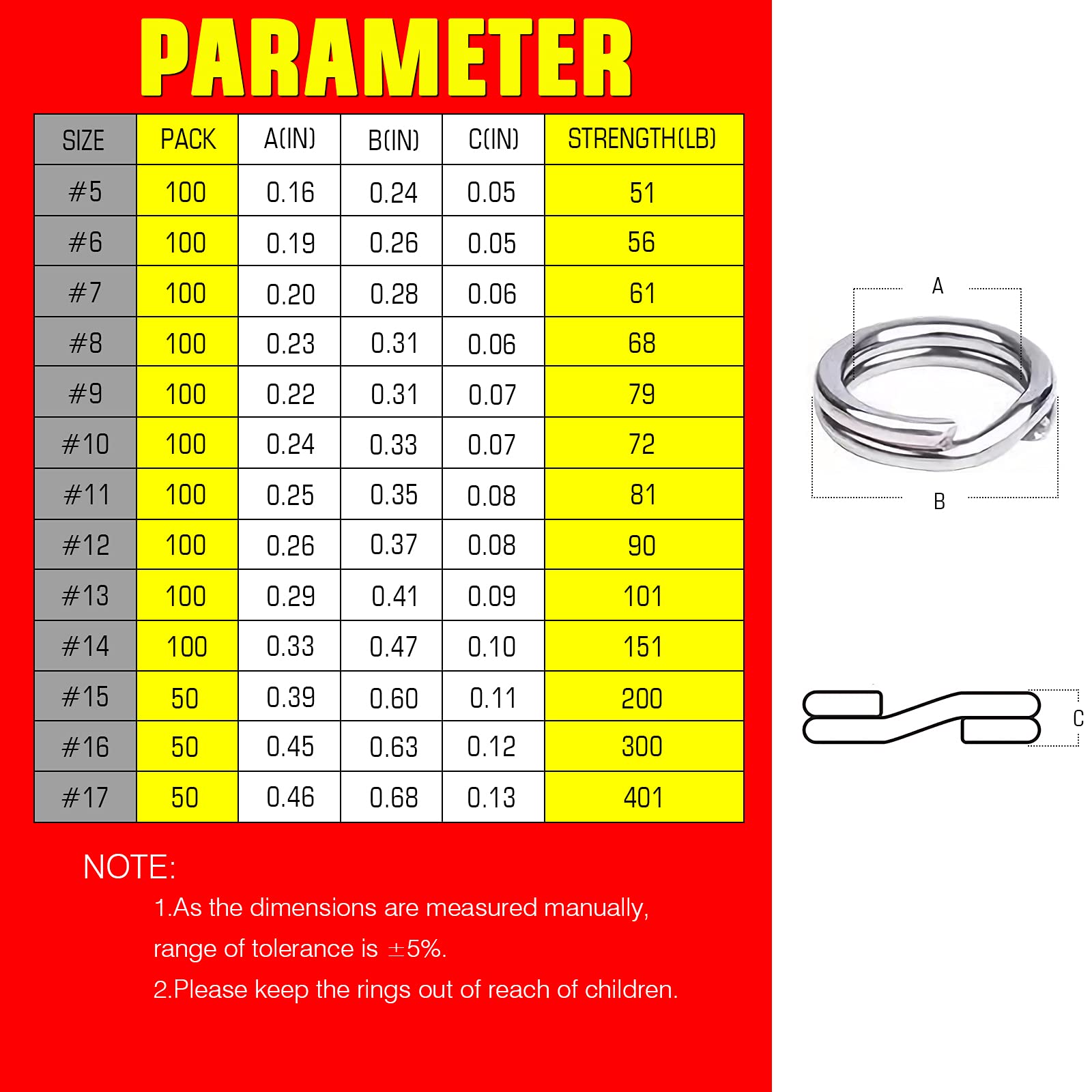 Stainless Steel Fishing Split Rings - High Strength -6