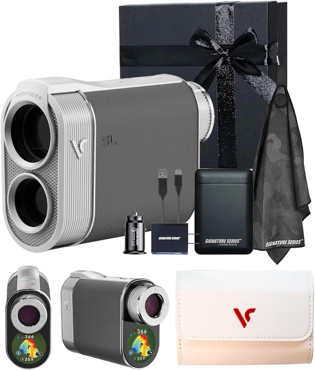 Voice Caddie SL3 True Hybrid Golf GPS Rangefinder with Slope Integration - 6X Magnification, 1,000-Yard Range, Dual Color OLED Display, Pin Tracer, Tournament Mode, and Signature Series Gift Bundle