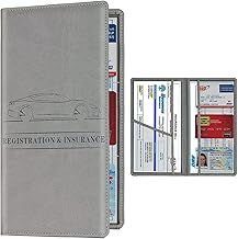 Pu Leather Unique Car Registration and Insurance Card Holder, Vehicle License Document Glove Box Compartment Organizer, Interior Car Accessories for Men & Women - (Grey- 12.5 x 1 x 24 cm)