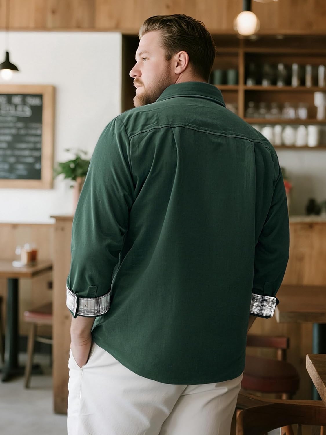 Big and Tall Long Sleeve Shirts for Men, 3XL-8XL Textured Casual Button Down Shirt with Adjustable Cuffs and Pockets