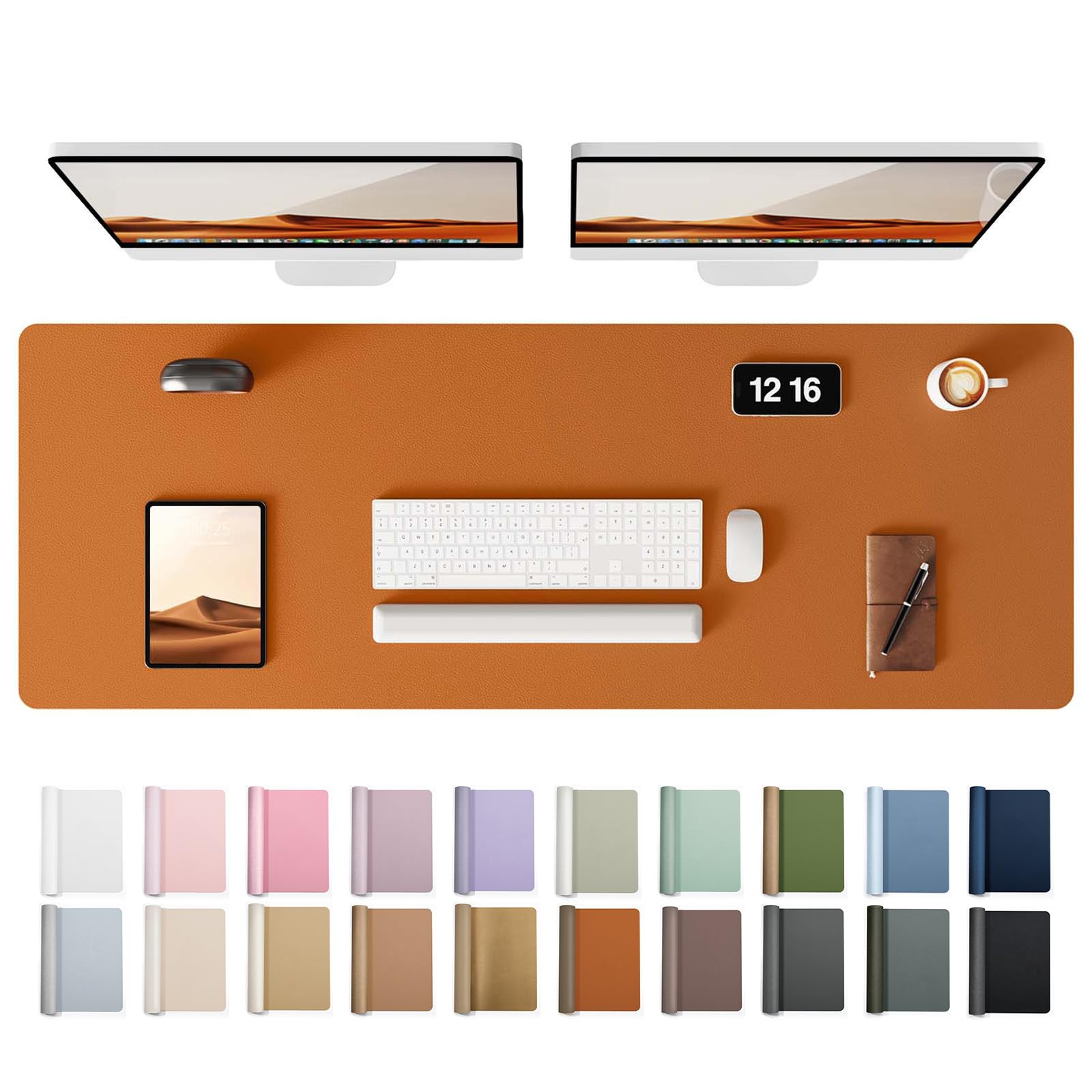 YSAGi Leather Desk Protector, Office Mat, Large Mouse Mat, Non-Slip PU Leather Blotter, Laptop Desk Pad, Waterproof Writing Pad for Office and Home (Brown, 47" x 17")