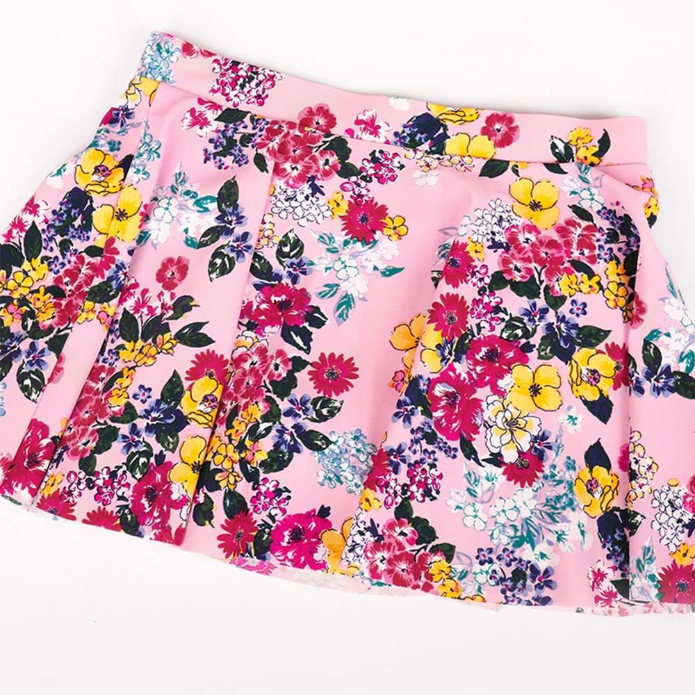 Julysand Girls Rash Guard Set Pink Flowers Modest Swimwear Long Sleeve Two Piece Swimsuit with Dress UV Sun Protection Suit - Image 5