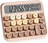Calculator, 12-Digit Electronic Calculator, Large LCD Display, Cute Calculator, Large Round Buttons, Easy to Clean, for Daily Use and Basic Office Use, Home Use, School, Home Use Cream Curry