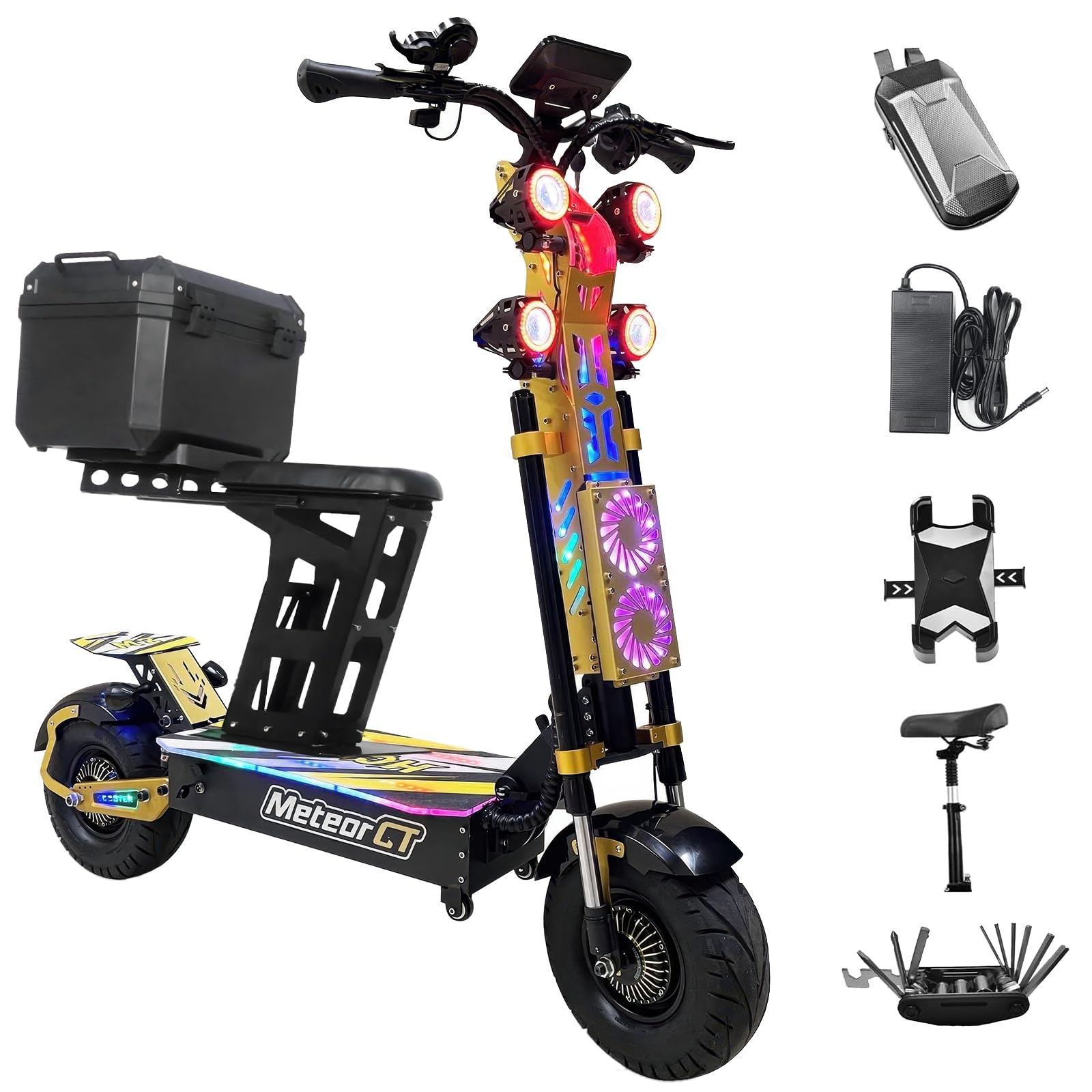 Electric Scooter 72V 10000W Dual Motor Foldable max Range 78 90miles Adult Electric Scooter 13 Inch Off-Road Tires