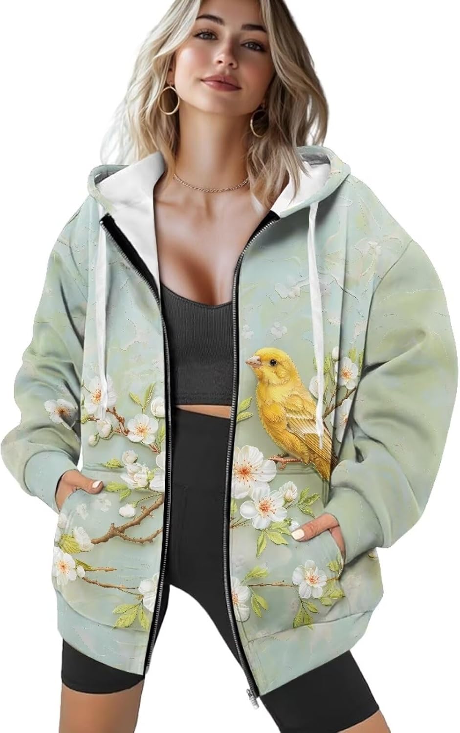 Womens Zip Up Sweatshirts Hooded Long Sleeve Graphic Casual Hoodies Fall Fashion Outfits
