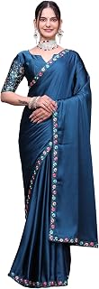 Women’s Fancy Saree with Embroidered Border & Designer Blouse Piece
