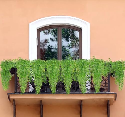 Miniatura 6 de RECUTMS 4 plantas colgantes falsas, plantas artificiales y flores para decoración de dormitorio, plantas colgantes, decoración artificial, vides