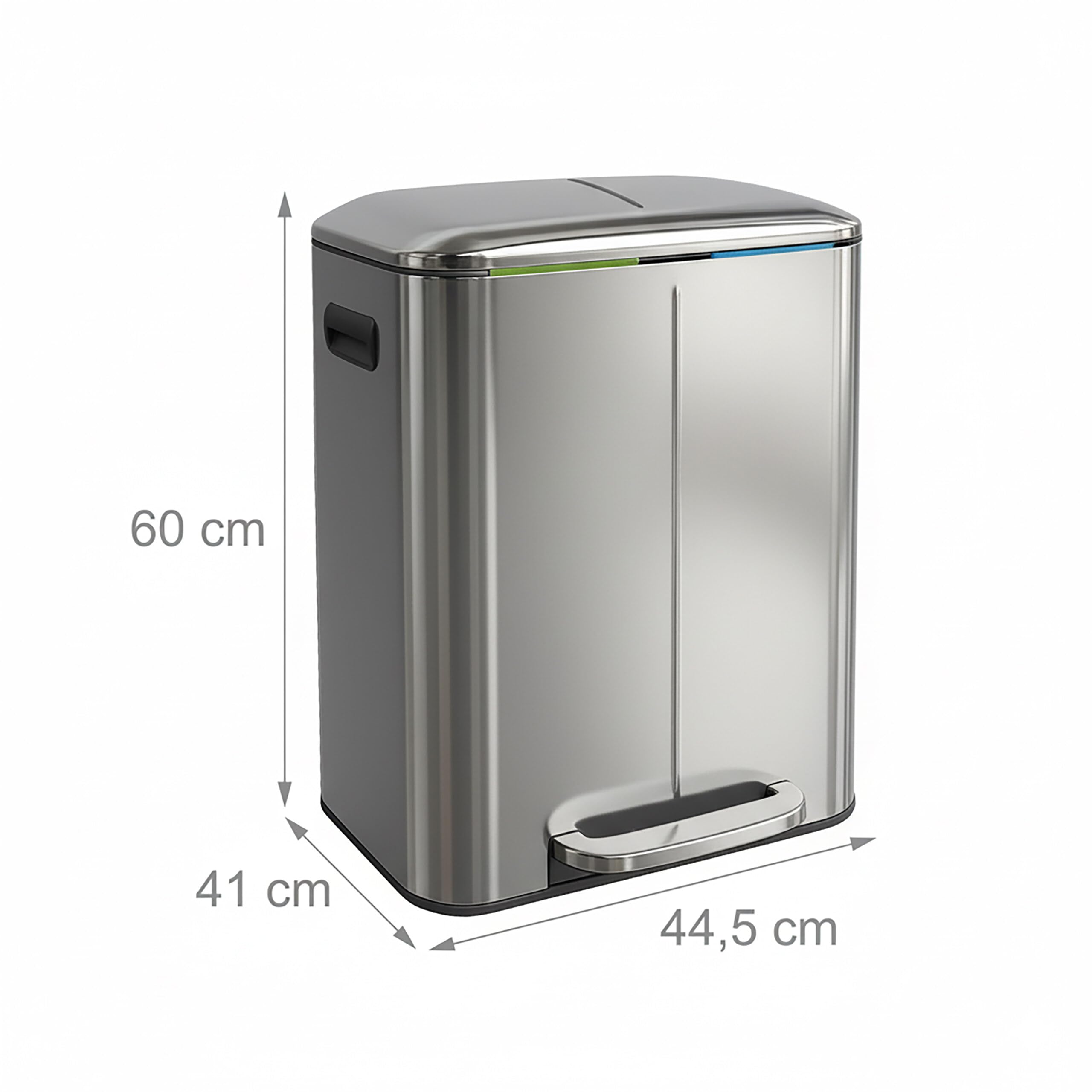 Relaxdays Kosz na śmieci 2 przegródki, 2 x 20 l, wyjmowany kosz wewnętrzny, Softclose, nożny, stal nierdzewna, kosz na śmieci do kuchni, srebrny