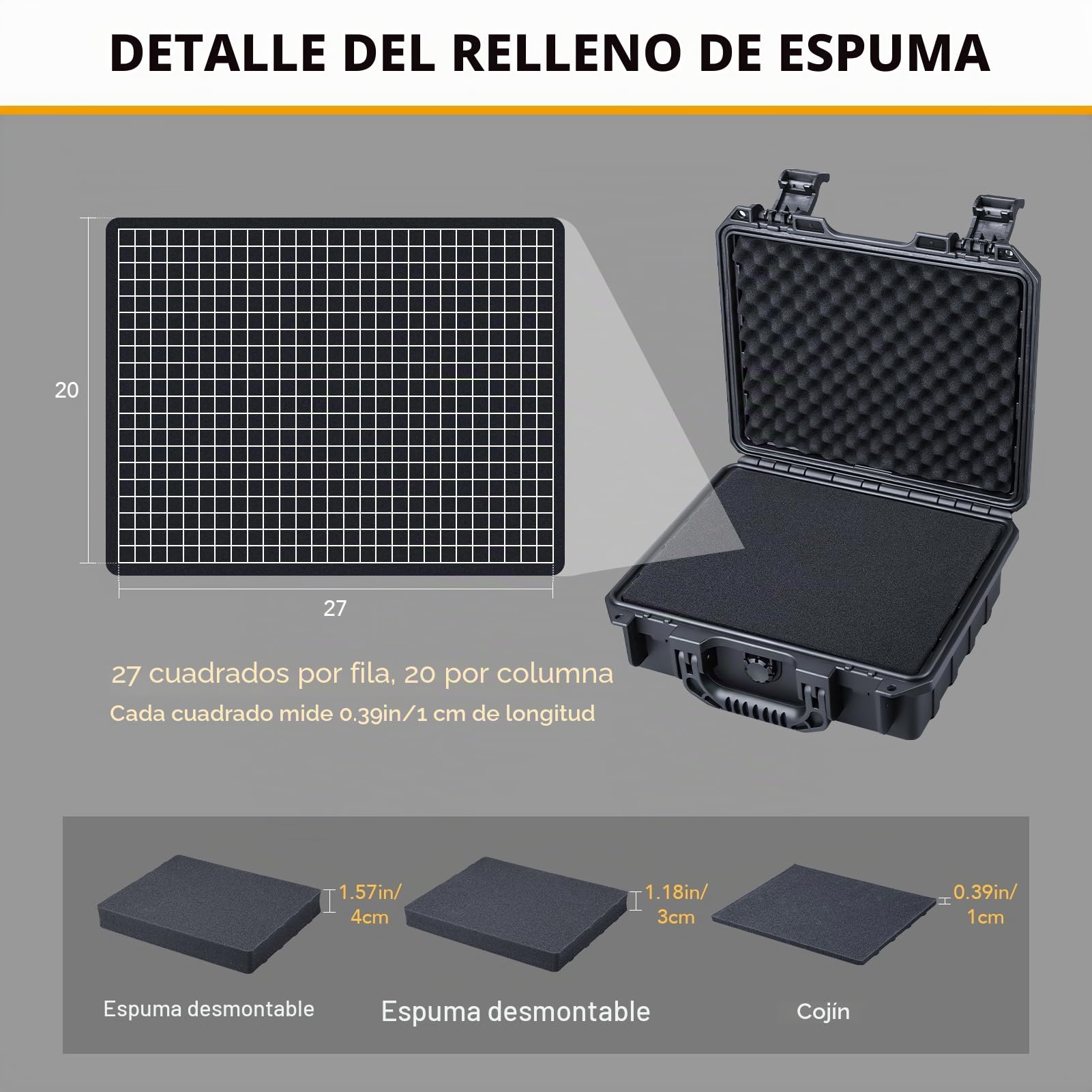 Lykus HC-2810 Maletín/Maleta/Estuche/Case rígida Impermeable con Espuma Personalizable, Tamaño Interior 28,4x22,4x10,1 cm, Adecuada para Objetos pequeños