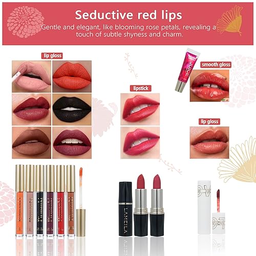 Miniatura 19 de El kit completo de maquillaje para mujer incluye: sombra de ojos, base líquida, polvo suelto, lápiz de cejas, lápiz de labios, pinceles de Negro