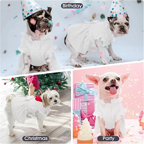 Vista 21 de Kuoser Vestido para perro, lindos vestidos para perros pequeños y niña, elegante tutú para cachorro con nudo de lazo, disfraz de princesa para Rojo