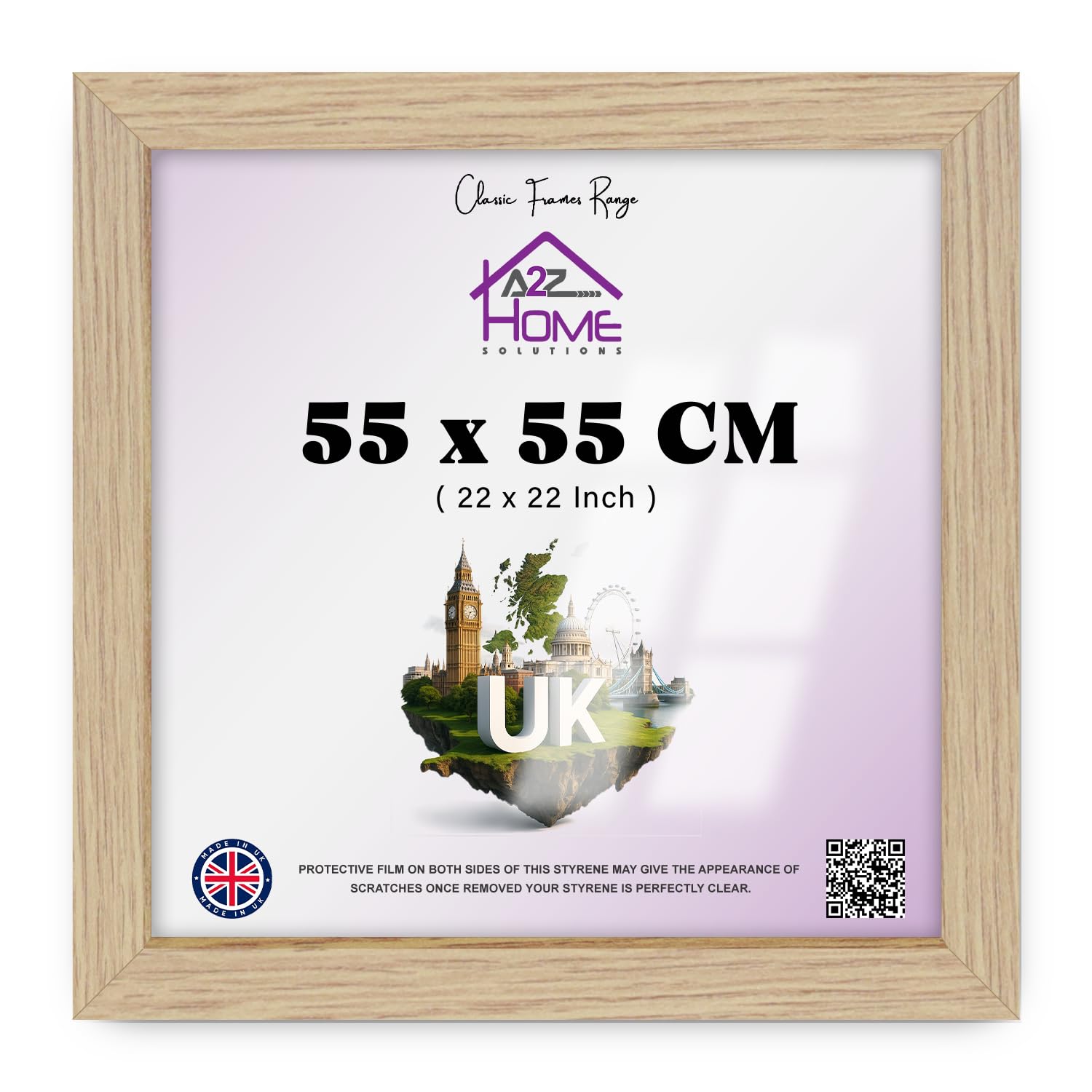 A2z Home Solutions Oak — Engineered Wood Finish (55 X 55 Cm) Picture Frame | Wall Décor 22 X 22 Inch Portrait — Landscape Display, Ideal For Posters And Art In With Easy Wall Mounting
