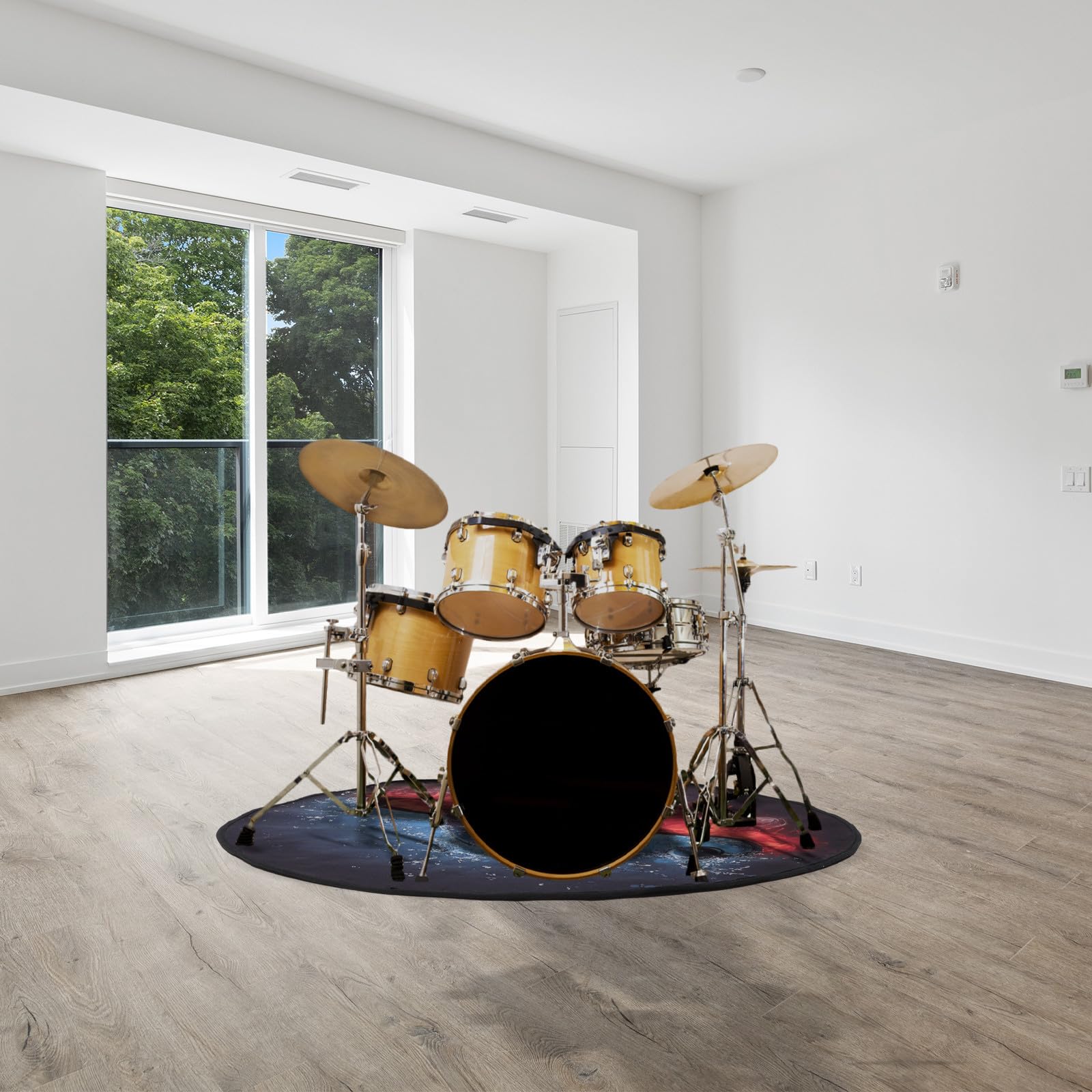 YARNOW Tappeto per Batteria Antiscivolo Fonoassorbente in Flanella 1,2 M, Tappetino Insonorizzante per Batteristi Casa e Studio, Protezione Pavimento e Riduzione Rumore