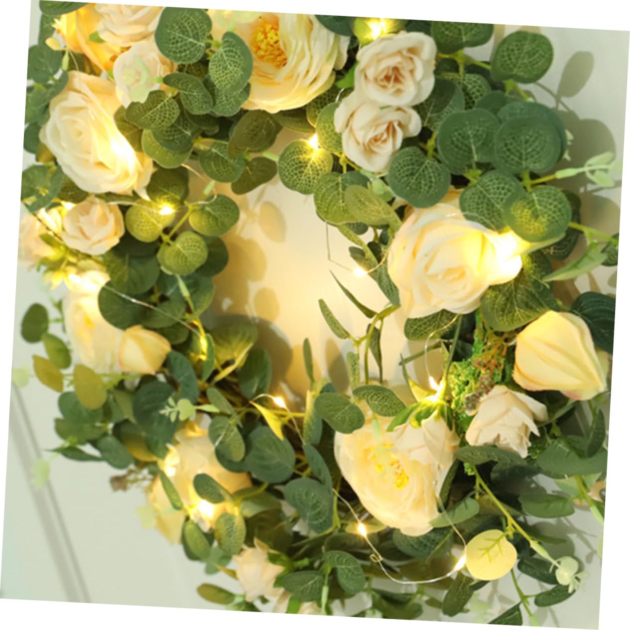 Alipis 1set Ghirlanda Estiva Fiori Artificiali Di Ortensia e Eucalipto Decorazione Per Appendi Casa e Feste Include Luce Led Per Atmosfera Accogliente