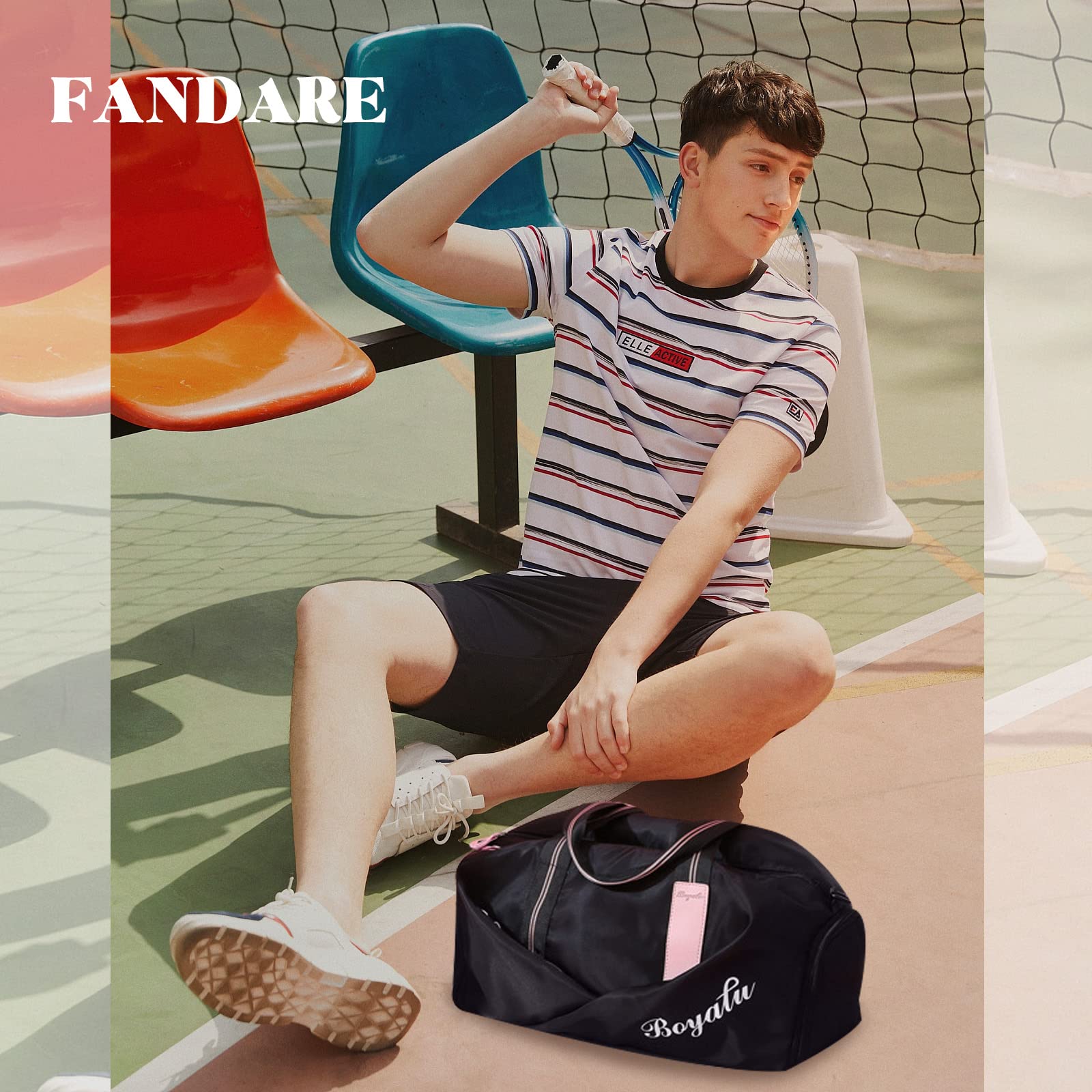 FANDARE Ultraleggero Borsone da Viaggio Borsa Palestra Borsa Sportivo Weekender Borsone Donna Uomo Piscina Palestra Borsa a Spalla con Scomparto Scarpe & Tasca di separazione bagnata e asciutta