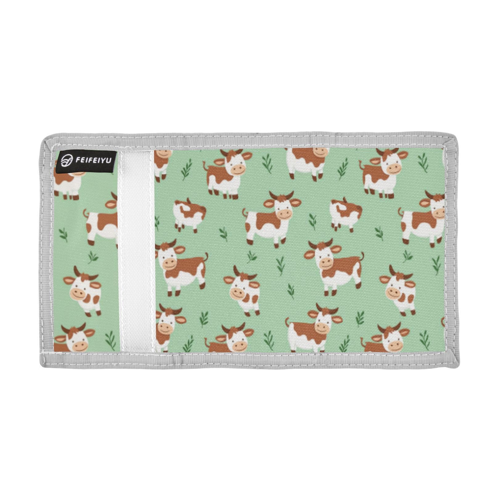 Wusikd Cartoon Cow Grass Kids Wallet for Boys Girls Cute Toddler Trifold Wallet Novelty Wallet for Teens Women Men