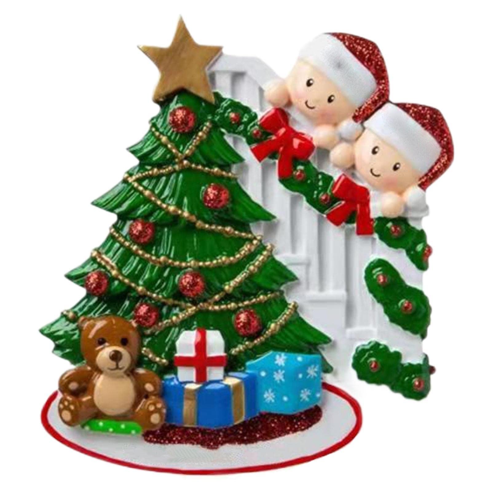 VENTDOUCE Navidad personalizados para la familia, adorno para árbol Navidad, familia feliz personalizada hecha material resina, regalos decoración Navidad personalizados, palabras bendición nombre