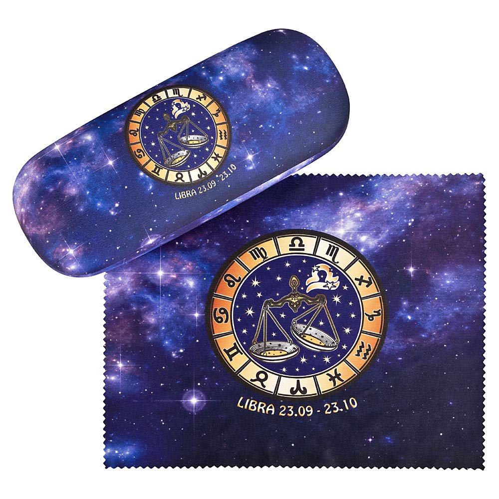 VON LILIENFELD Libra Hard Horoscope Glasses Case with Cleaning Cloth